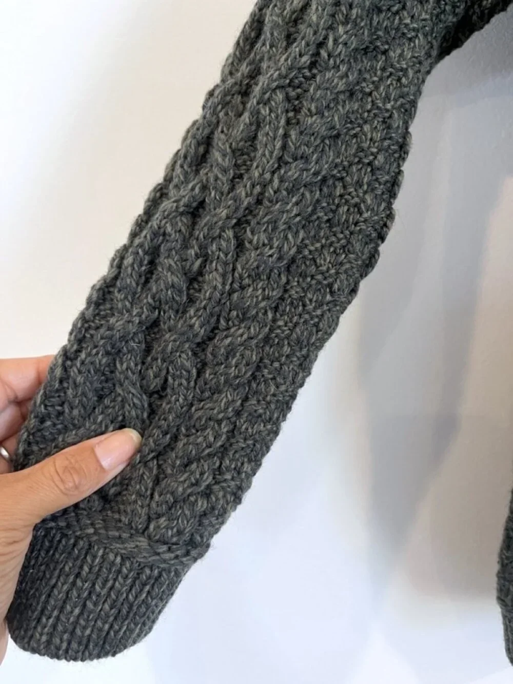 Aran Sweater Market Kids dark green Merino Irish Cable Sweater 8/11